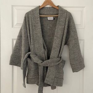 Odeyalo 100% wool belted wrap cardigan